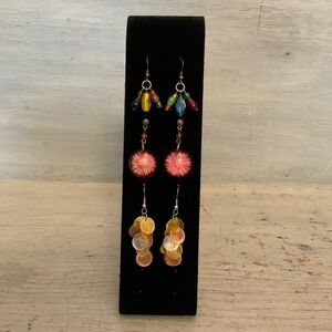 Set of Three Colorful Fun Dangling Earrings Good Condition‎